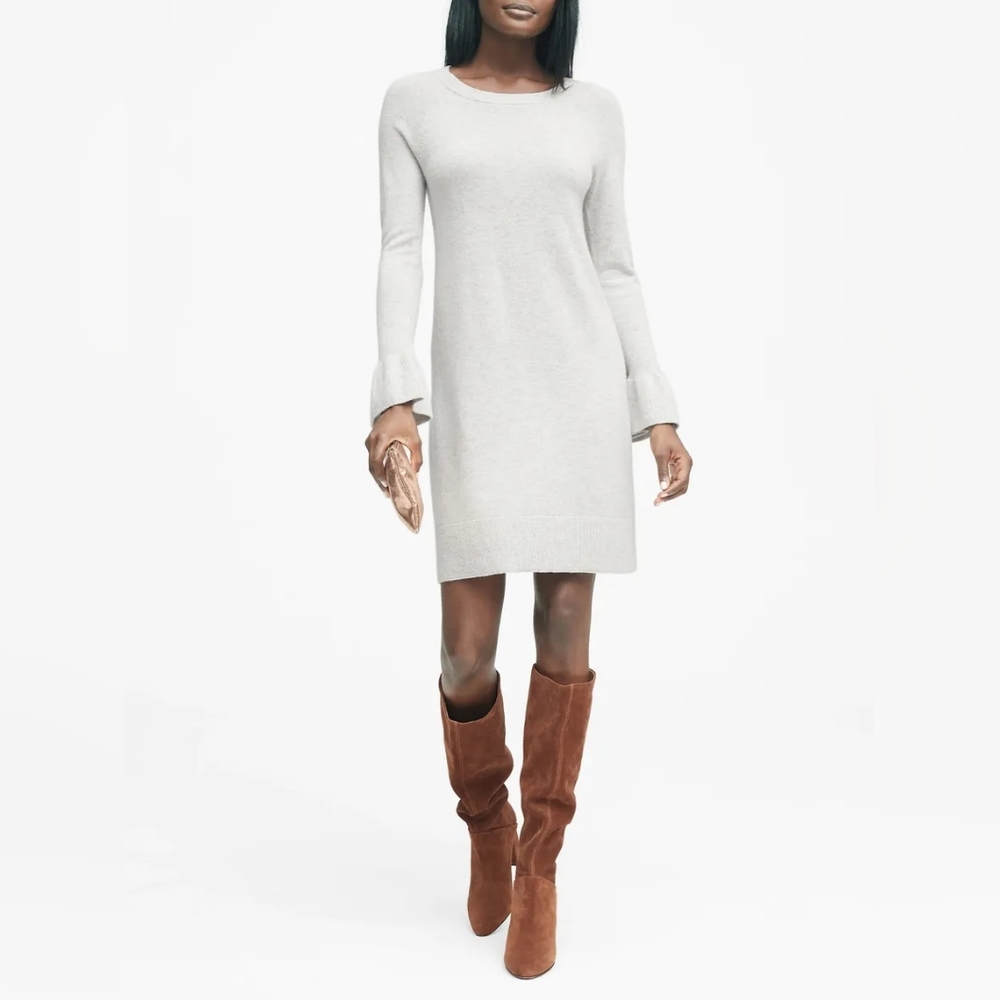 NWT, Banana Republic Semi-sheer Ruffle Cuff Sweater Dress